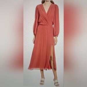 Halogen long sleeve chiffon midi dress